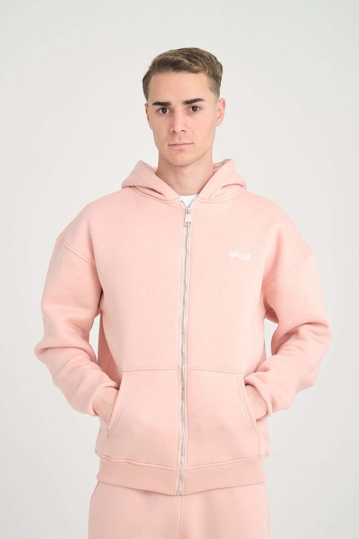 Basic Heavyweight Zipper Hoodie - Pink