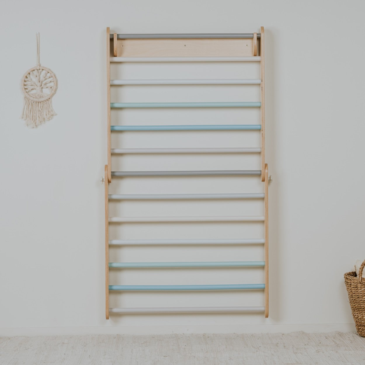 Pikler Triangle Climber with Swedish Wall Add-On (Ages 6m–7y) - Pastel