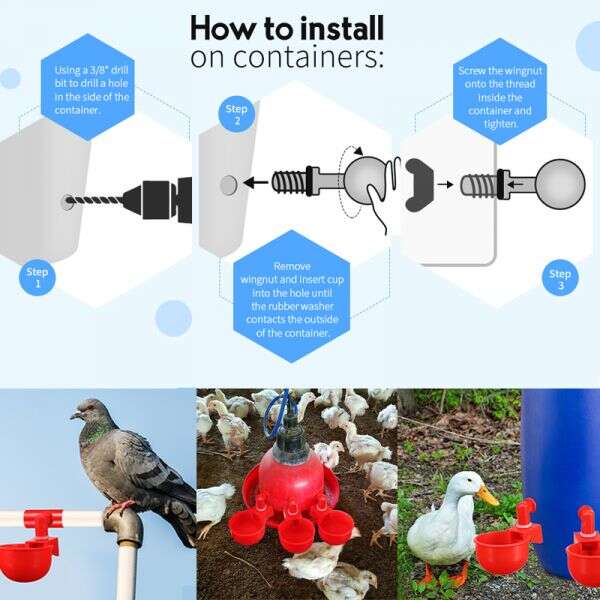 Set for automatic water provision for poultry - PoulCups - AI WEB SHOP