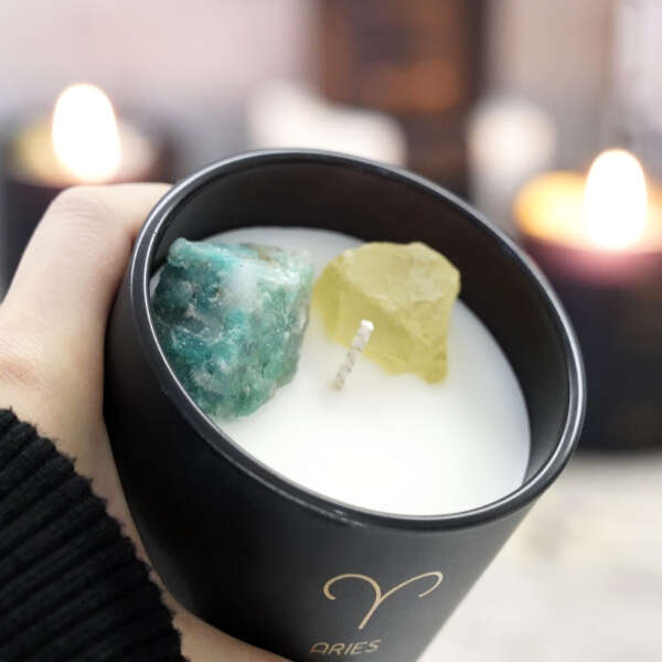 Astrological candle with natural stones - Lumira - AI WEB SHOP