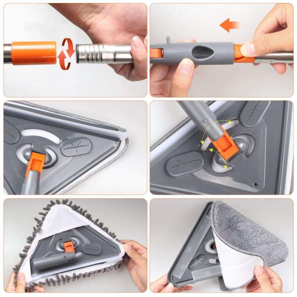 Rotatable triangle cleaning mop set - Scrublex - AI WEB SHOP