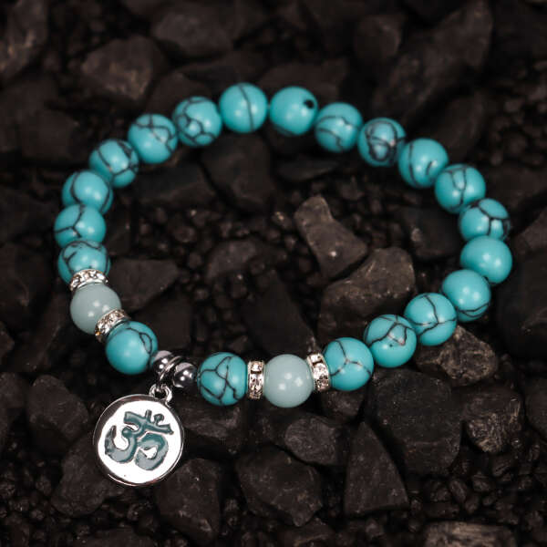 Turquoise bracelet with luminous beads - Fortuna - AI WEB SHOP