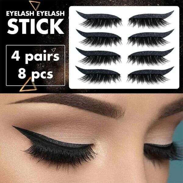 8 pieces of glitter eyeliner stickers with eyelashes - BellaLuna - AI WEB SHOP