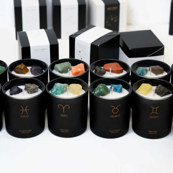 Astrological candle with natural stones - Lumira - AI WEB SHOP