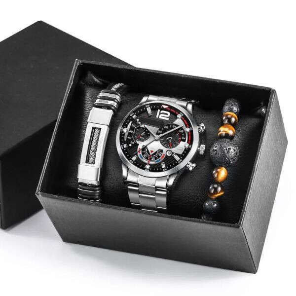 Trendy set of a wristwatch with 2 bracelets - Raykard - AI WEB SHOP