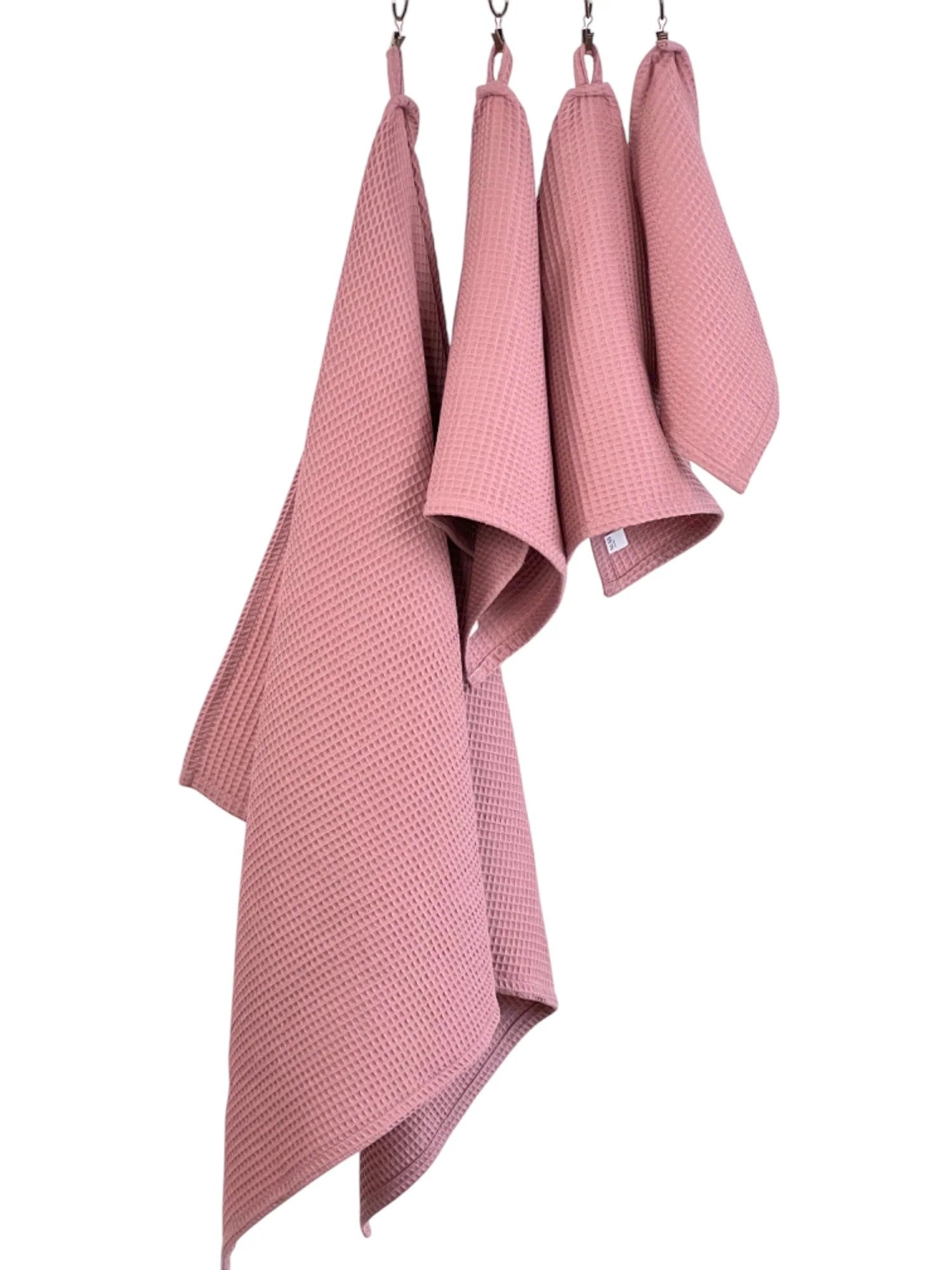 Organic Waffle Cotton Towel - Old Pink