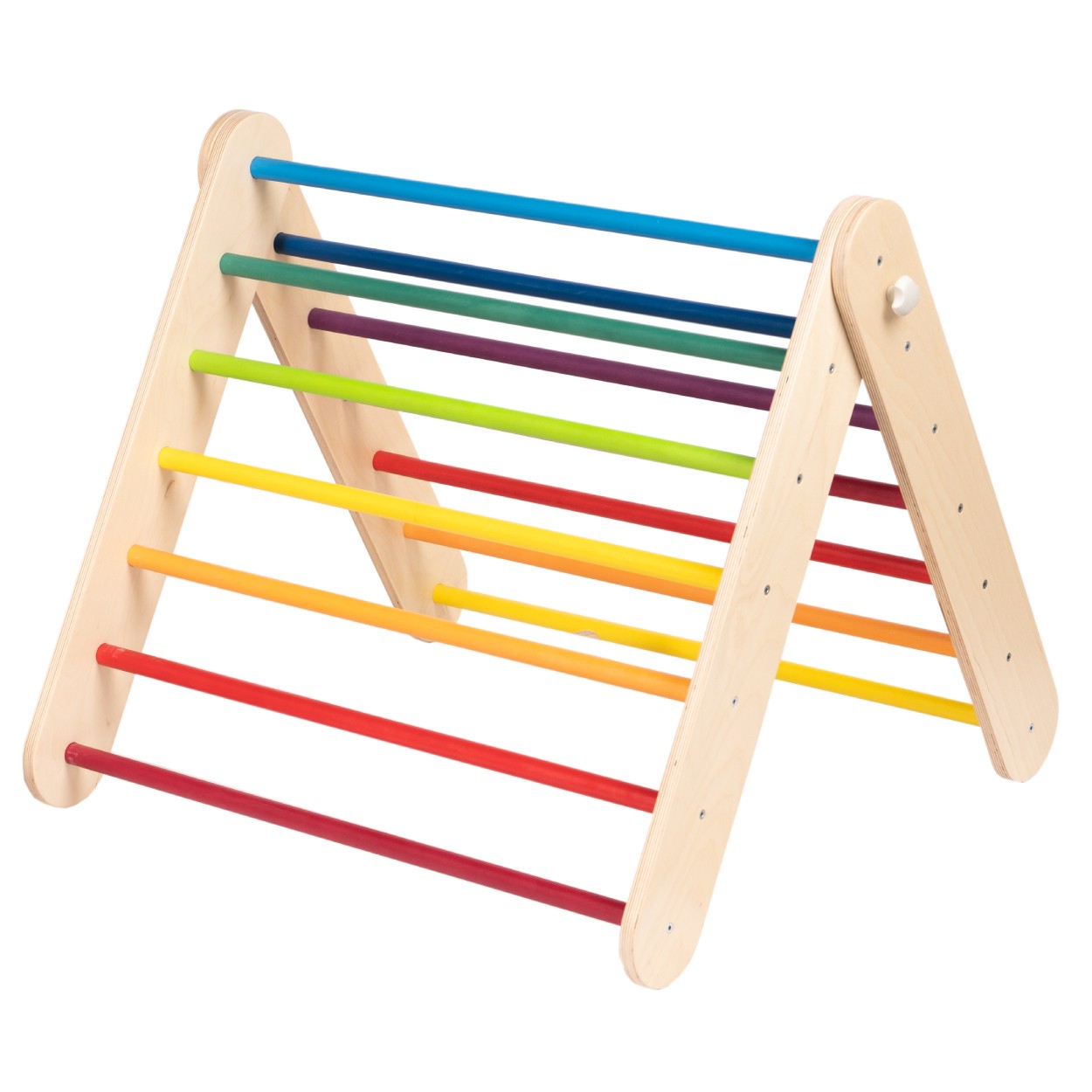 Pikler Triangle Climber with Swedish Wall Add-On (Ages 6m–7y) - Rainbow