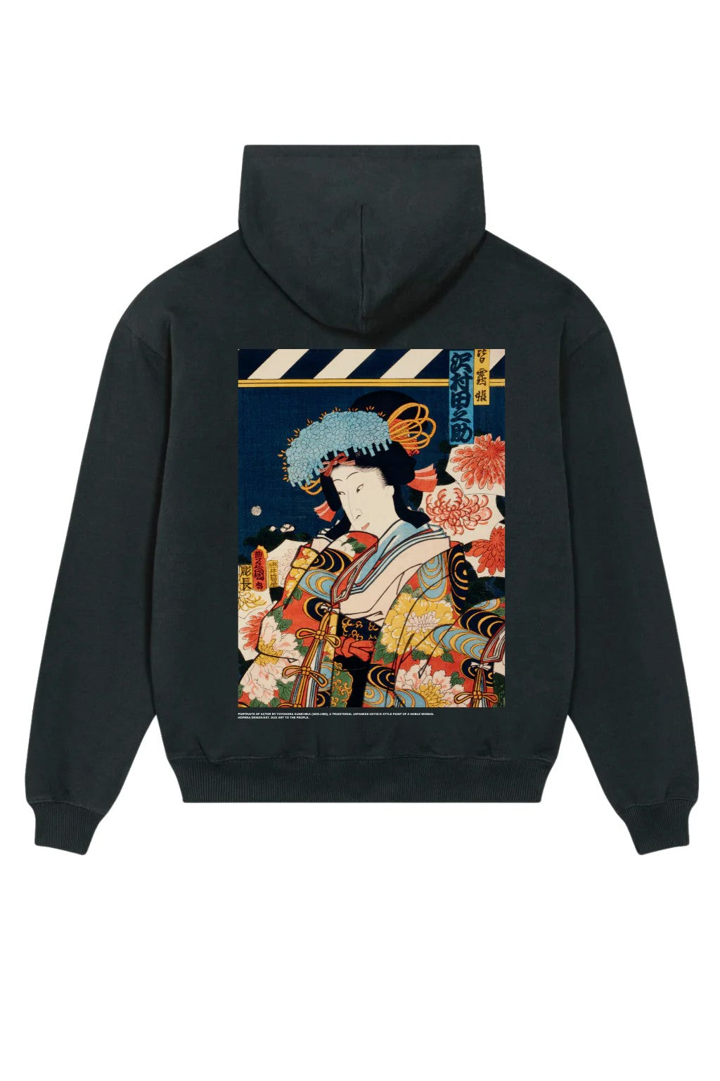 Heavy-Weight Premium Hoodie "Portraits of Actor" by Toyohara Kunichika Black